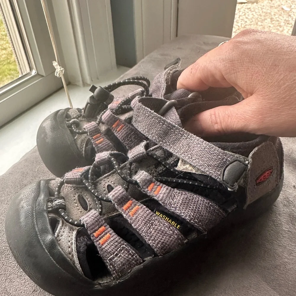Keen Kids Gray and Black Water Shoe with Orange Accents